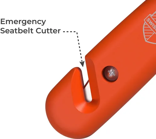 Miniatura 3 de Swiss Safe Martillo de Seguridad para Auto Durazno 5-1 Rompecristales con Cortador de Cinturón de Seguridad - Martillo de Escape de Emergencia