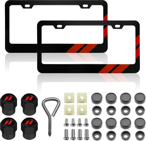 Placa de matrícula para Dodge Marco de Placa Premium de Acero Negro Compatible con Todas las Vehículos Cubierta de Etiqueta de Placa de Matrícula