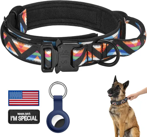 Miniatura 37 de DAGANXI Collar táctico para perro, collar ajustable de nailon para entrenamiento militar con asa de control y hebilla de metal pesado para perros