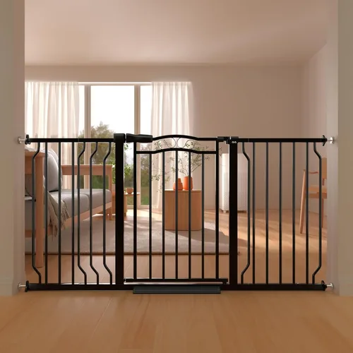 Miniatura 9 de Puerta de bebé extra ancha para puertas de 53.1 a 62.6 pulgadas, puertas para perros montadas a presión con puerta, barrera de seguridad infantil