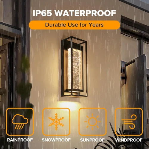 Miniatura 5 de LUTEC Lámparas de Pared para Exteriores, Aplique de Pared para Porche con 5 Temperaturas de Color con Vidrio de Burbujas de Cristal, Faroles