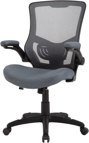 FDW Silla de dibujo Silla de oficina alta de malla con respaldo medio con brazos abatibles, silla de escritorio con soporte lumbar ergonómico para