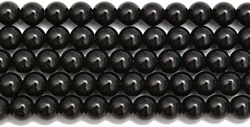 Miniatura 6 de Agujero grande de 0.079 pulgadas de ónix negro liso redondo de 0.394 pulgadas (0.394 in), piedra de energía curativa, cuentas sueltas