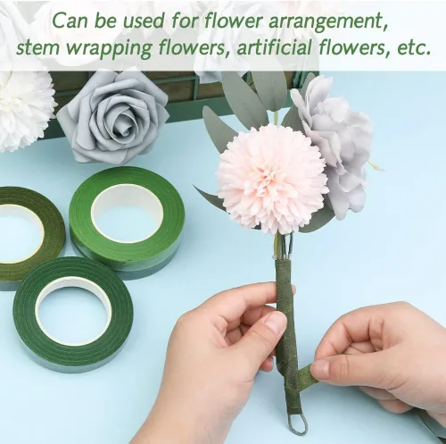 Miniatura 6 de 6 rollos de cinta floral, 1/2 pulgada por 180 yardas, cinta floral verde para ramo de tallo de flores, arreglos de flores, proyectos