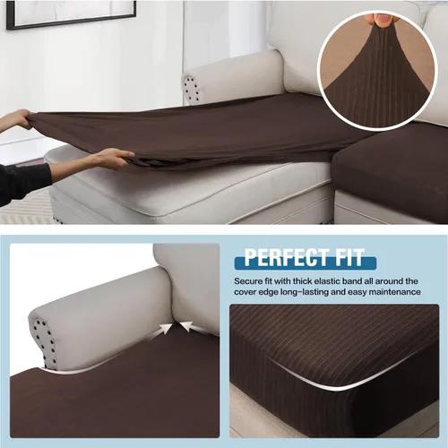 Miniatura 522 de H.VERSAILTEX Funda de cojín elástica de terciopelo para sofá, funda de cojín de felpa para silla, sofá biplaza o sofá, protector de muebles, cojín