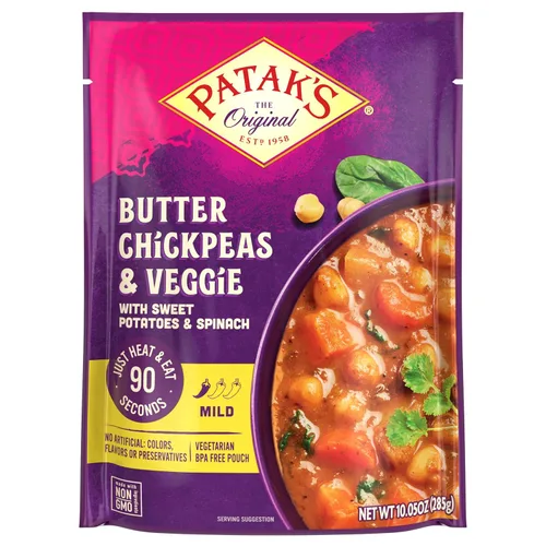 Miniatura 9 de Patak's Butter Chickpeas & Veggies – Comida vegetariana lista para comer – Curry indio suave con garbanzos, espinacas y verduras – Comida