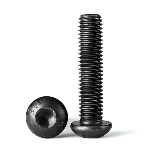 Tornillos de cabeza de botón M4-0.028 x 0.315 in, acero de aleación de grado 10.9, acabado de óxido negro, unidad de enchufe Allen, máquina métrica