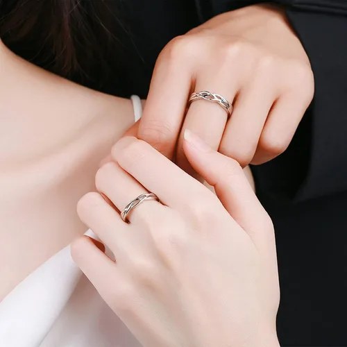 Miniatura 2 de ANAZOZ I Love You His & Hers - Anillos de boda a juego con circonita cúbica ajustable para parejas