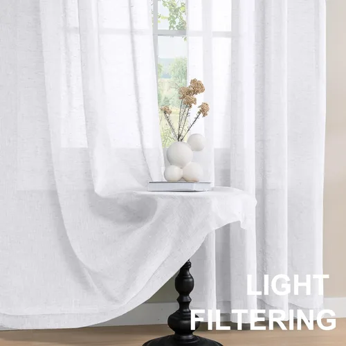 Miniatura 4 de Turquoize cortinas traslúcidas de lino natural, cortinas semitransparentes, cortinas de arpillera con bolsillo para cortinero, paneles para ventana