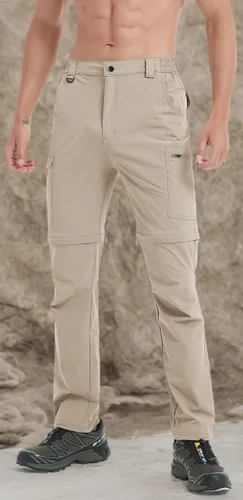 Miniatura 18 de Pantalones de senderismo para hombre, convertibles, con cremallera, ligeros, impermeables, de secado rápido, pesca al aire libre, viajes, safari