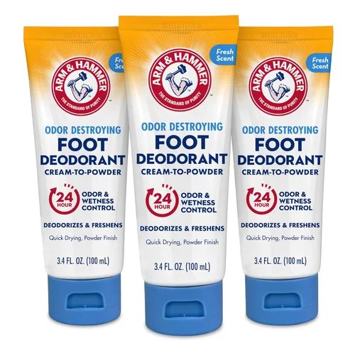 Arm & Hammer Desodorante de Crema a Polvo para Pies, Protección de 24 Horas contra el Olor y Humedad, Antitranspirante Eficaz y de Larga Duración,