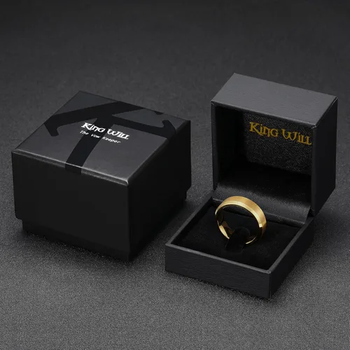 Miniatura 168 de King Will Anillo de boda de tungsteno para hombre, disponible en 15/64 a 25/64 de pulgada (6 a 10 mm), negro/plata, acabado mate, borde pulido