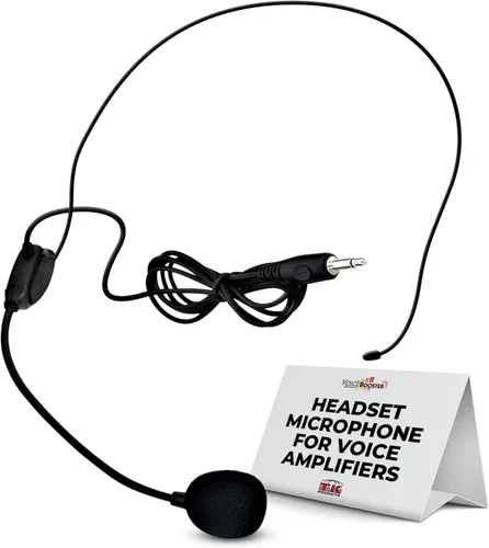 Voicebooster Speak Out Micrófono de auriculares ligero ajustable con control de retroalimentación, enchufe de 0.138 in para amplificadores de voz