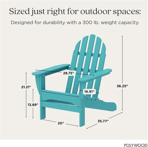 Miniatura 2 de POLYWOOD AD4030AR Silla clásica Adirondack para exteriores, polietileno, Aruba
