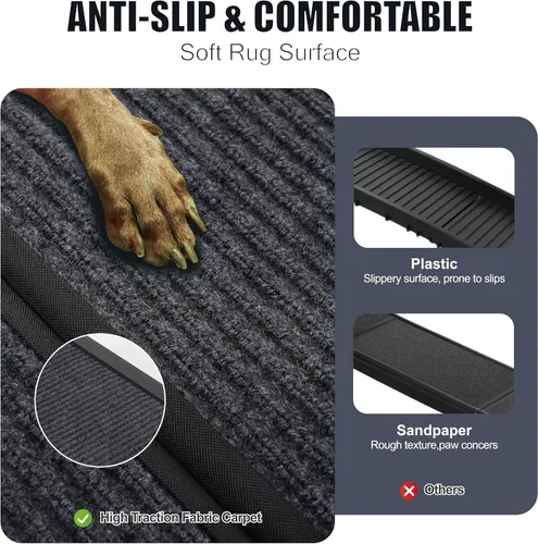 Miniatura 4 de Rampa para perros de 65 x 17.2 pulgadas para automóvil, camión, SUV, rampas plegables para escaleras para mascotas con superficie antideslizante