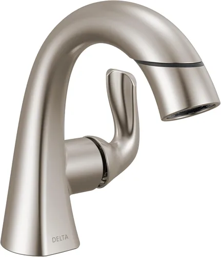 Miniatura 10 de Delta Arvo Grifo de Baño de Oro Cepillado de 1 Agujero con Rociador, Grifo de Lavabo de Baño de Un Solo Agujero con Rociador Extraíble para Tocador