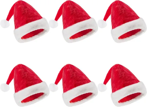 Miniatura 3 de JOYIN 12 PCS Sombreros de Papá Noel, Sombreros de Navidad de Terciopelo Rojo Afelpado con Puños Blancos como Regalo para Adolescentes, Adultos