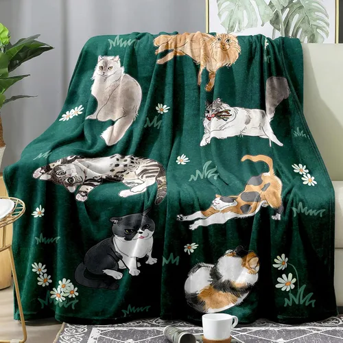 Miniatura 9 de Sviuse Glow in The Dark Cat Blanket for Women Cat Themed Gifts for Girls Fleece Kitty Pattern Blanket Cute Fuzzy Blanket with Cats on It