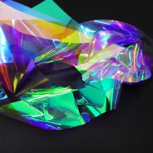 Miniatura 3 de 20 hojas de papel de celofán iridiscente para uñas, hojas rotas, láminas holográficas, calcomanías de uñas de aurora, diseños de uñas reflectantes