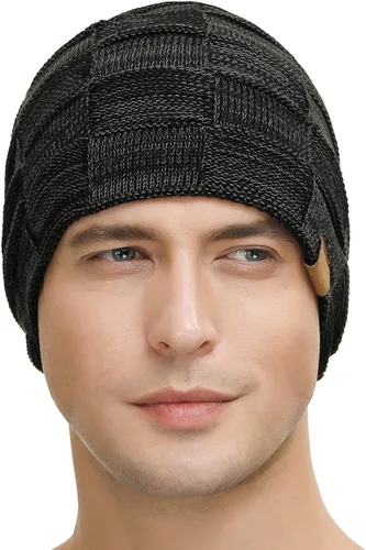 Miniatura 2 de 2 Packs Slouchy Beanie for Men Winter Hats for Guys Cool Beanies Mens Lined Knit Warm Thick Skully Stocking Binie Hat