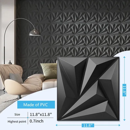 Miniatura 2 de Art3d Paquete de 20 paneles decorativos 3D de pared de 11.8 x 11.8 pulgadas que cubren 19 pies cuadrados, paneles de pared de PVC con pegamento
