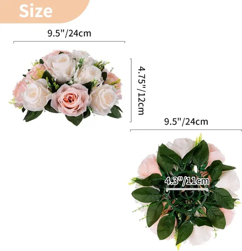 Miniatura 5 de NUPTIO Bolas de Flores para Centros de Mesa de Boda - 6 Piezas de 9.5 Pulgadas de Diámetro Arreglo de Bolas de Flores Artificiales Ramo Rosa Rosa