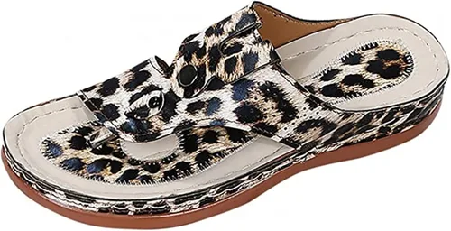 Miniatura 32 de Ladmiple Sandalias ortopédicas florales de moda 2023 con soporte de arco, zapatillas romanas casuales con puntera abierta