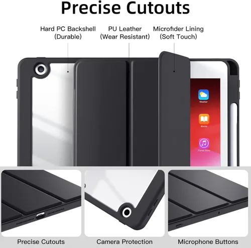 Miniatura 2 de Wenlaty Funda compatible con iPad de 9ª, 8ª, 7ª generación (2021/2020/2019), funda protectora de cuerpo completo con soporte para lápices, funda
