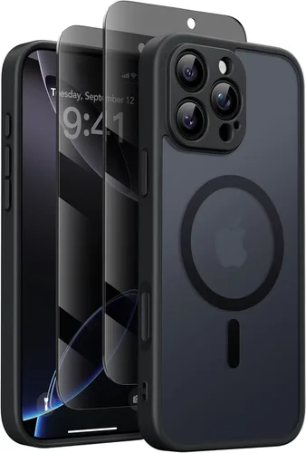 Miniatura 28 de GolbinBox Funda magnética para iPhone 15 Pro, compatible con MagSafe, protección completa de la cámara, protector de pantalla de privacidad