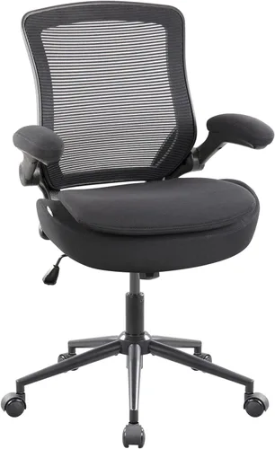 BOLISS Silla de oficina ergonómica con doble cojín de asiento, silla de escritorio de malla con brazos abatibles para ahorrar espacio, silla