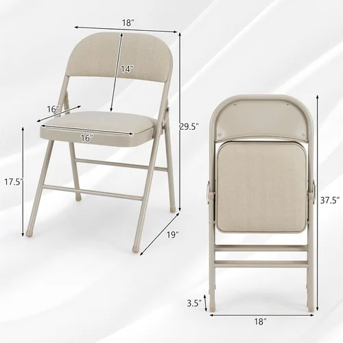 Miniatura 3 de GOFLAME Paquete de 6 sillas plegables, juego de sillas de comedor de tela con asiento acolchado y marco de metal, asiento comercial tapizado