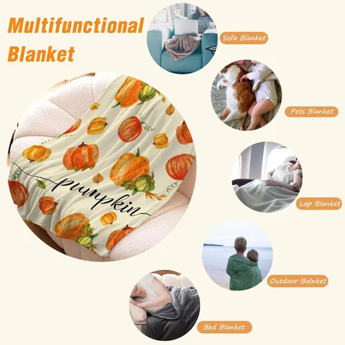 Miniatura 5 de YeeJu Manta decorativa de otoño para niños, manta pequeña de Acción de Gracias con calabazas de otoño para niños y niñas, cama de bebé, sofá, suave