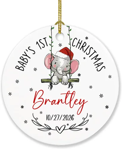 Miniatura 16 de Adorno de Navidad de la segunda Navidad del bebé 2026, marco de fotos de corona, adorno de segunda Navidad para papá, mamá, nombre de bebé