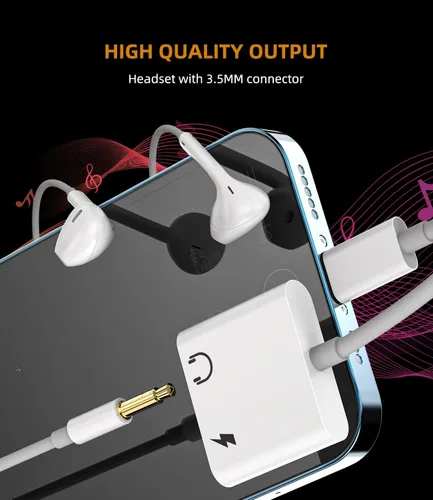 Miniatura 6 de Divisor Lightning a 0.138 in (paquete de 3) Adaptador AUX para iPhone para cable de auriculares, dongle Apple MFI certificado cable de carga