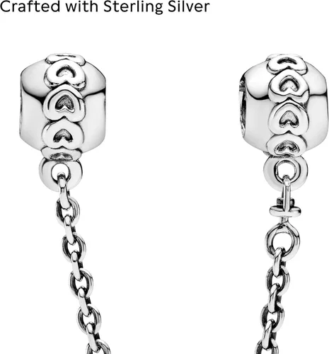 Miniatura 3 de PANDORA Anillo de joyería de corazones cadena de seguridad de plata de ley, 2 pulgadas