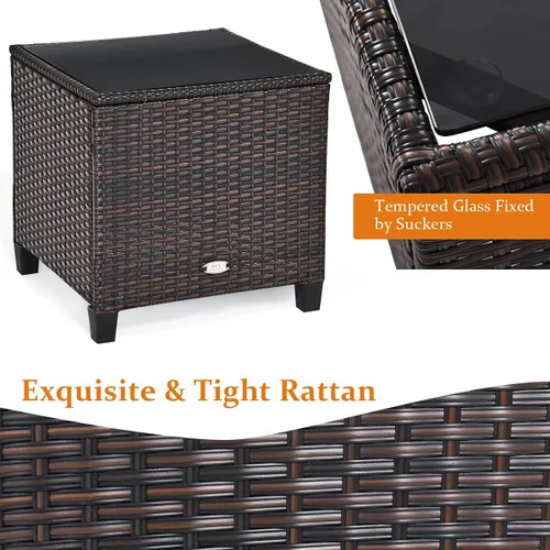 Miniatura 5 de Tangkula Juego de muebles de patio de 3 piezas, mimbre de ratán PE, juego de sofá de 3 piezas para exteriores con cojín lavable y superficie de mesa