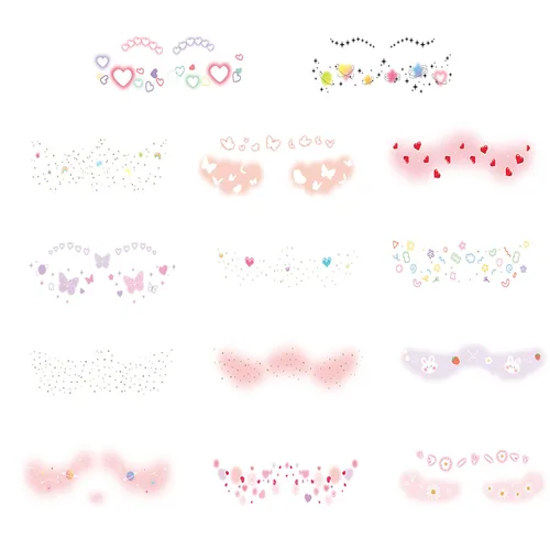 14 hojas de calcomanías de tatuajes temporales para mujeres, con purpurina, mariposa, corazón, flores, maquillaje, impermeables, accesorios de
