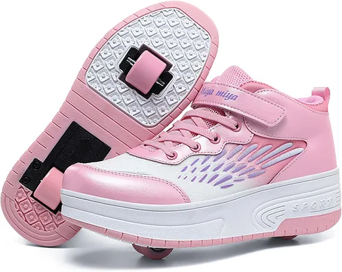 Miniatura 9 de Wooowyet - Zapatos con ruedas recargables para patinar para niños, unisex, con luces LED, moda