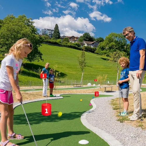 Miniatura 6 de SJEhome Juego de golf para patio trasero, 2 palos y 5 pelotas, adecuado para práctica de patio trasero de 9/6/3 hoyos, regalos de golf