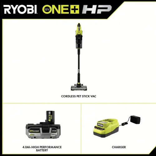 Miniatura 2 de Kit de aspiradora inalámbrica de palo para mascotas Pacroban ONE+ HP de 18 V sin escobillas con batería de alto rendimiento de 4.0 Ah y cargador