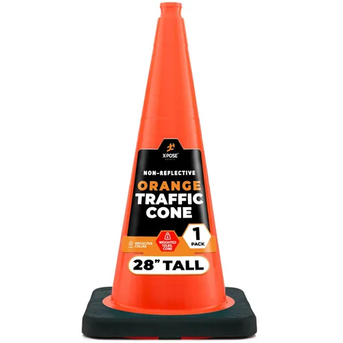 Miniatura 68 de Xpose Safety Cono de tráfico verde lima de 28 pulgadas, paquete de 4, cono de seguridad de PVC de alta calidad para estacionamiento, precaución