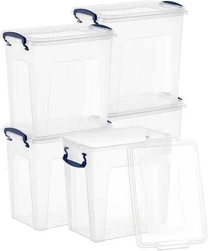 Miniatura 45 de Superio Cajas de almacenamiento transparentes con tapas, contenedores de plástico de 2.5 cuartos de galón para organizar, cajas apilables, sin BPA