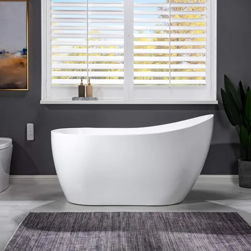 Miniatura 15 de WOODBRIDGE Bañera de remojo de acílico blanco independiente de 54 pulgadas con almohada blanca, drenaje y desbordamiento en níquel cepillado