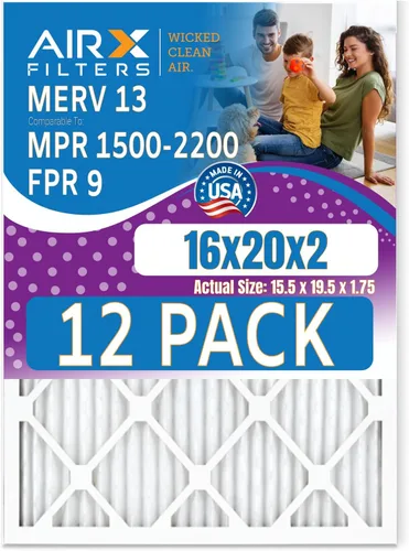 Miniatura 8 de Filtro de aire MERV 13 de 12 x 12 x 1 pulgadas, paquete de 12 filtros de horno comparables a MPR 1500-2200 y FPR 9. Fabricado en Estados Unidos por