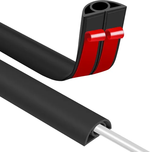 Miniatura 33 de JAHOMFAI Cubierta para cables de piso 1m de largo, cubiertas para cables en el suelo para proteger los cables y prevenir riesgos de caídas, fácil