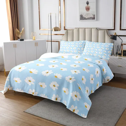 Miniatura 3 de Castle Fairy Daisy Florals Bedspread Twin Size,Cartoon Wildflowers Coverlet Set for Kids Girls Teens Adults Bedroom Decor,Retro Country
