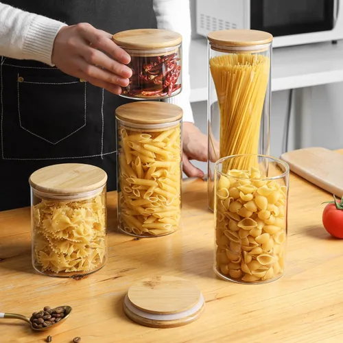 Miniatura 9 de ComSaf - Juego de 3 recipientes de almacenamiento de pasta de espagueti de vidrio con tapas, 2 cuartos de galón, recipiente alto hermético