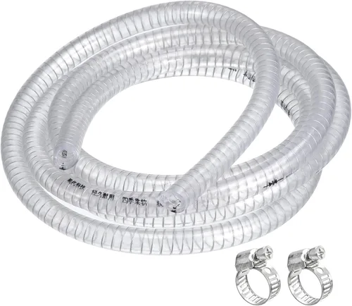 uxcell Tubo de PVC de 1/2 pulgada de diámetro interior x 10 pies, tubo reforzado con alambre de acero, tubo flexible de manguera de vinilo flexible