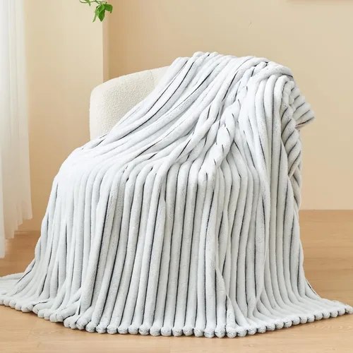 Miniatura 78 de NEWCOSPLAY Manta de Tiro Súper Suave Aqua Franela Sedosa Premium Forro Polar Jacquard Acanalado 3D Ligero Manta de Cama Uso en Todas las Estaciones