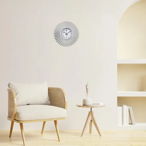 Miniatura 3 de Reloj de pared de cocina, reloj de pared plateado con forma de estrella de estallido, funciona con pilas, reloj de pared decorativo moderno de 10